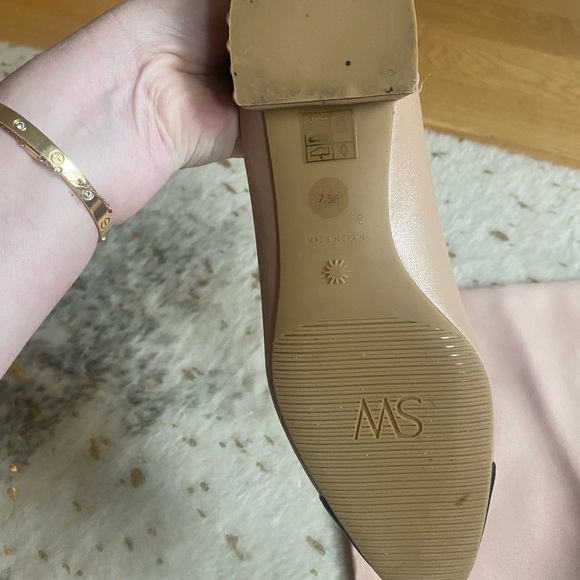 Stuart Weitzman Pearl-Embellished Two Tone Leather Flats - Picture 10 of 10